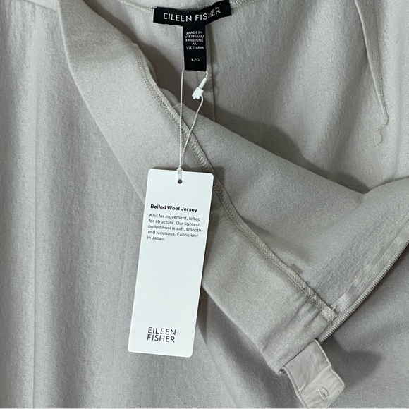 NWT Eileen Fisher Boiled Wool Jersey High Waisted Wide-Leg Pants in Chalk Size L - Picture 10 of 15